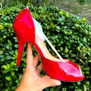 Bright Red Jessica Simpson Peep-Toe Heels